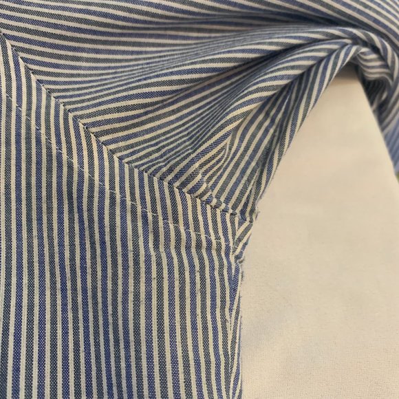 Stafford Mens Button Down Dress Shirt Long Sleeve Blue/White Stripped Si… - Picture 5 of 9